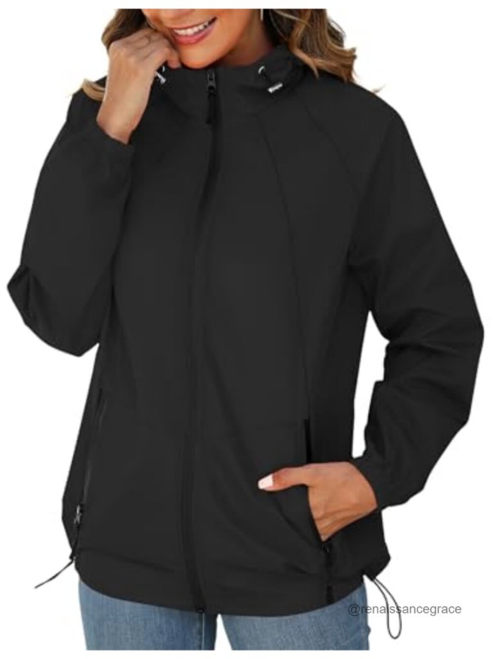 Waterproof Lightweight Packable Rain Jacket Hooded Windbreaker